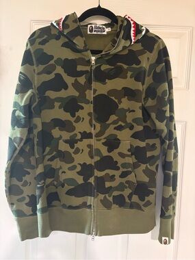 Bape Green Camo Shark Zip-Up Hoodie
